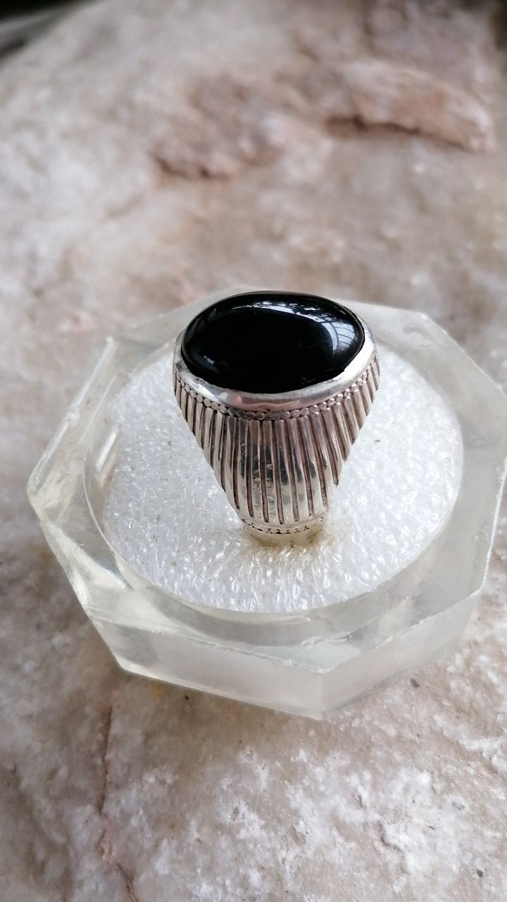 انگشتر نقره عقیق مشکی انیکس دستساز