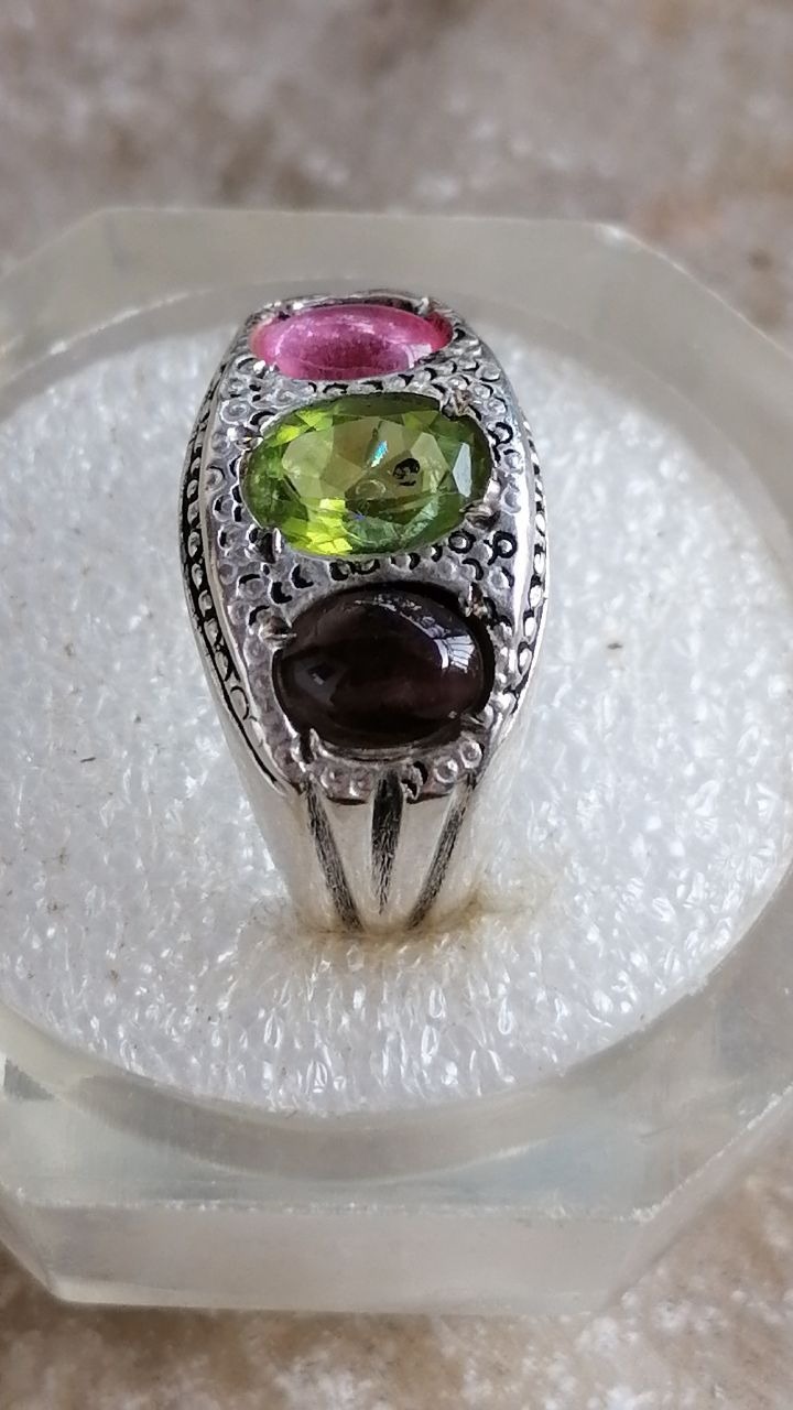 انگشتر نقره چن نگینه جواهری