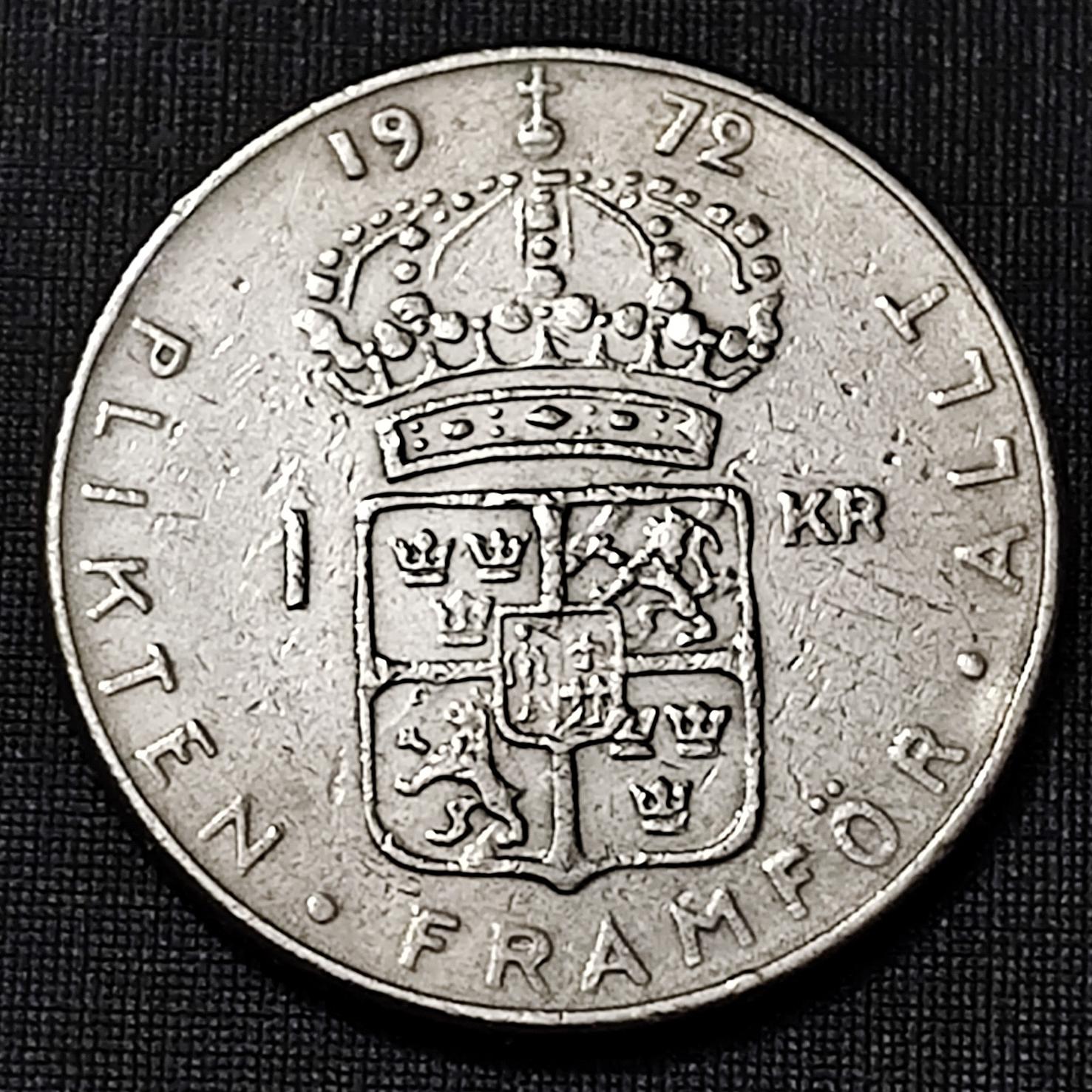 سکه پادشاه گوستاو ششم 1972 ( 1 کرون سوئد ) کمیاب