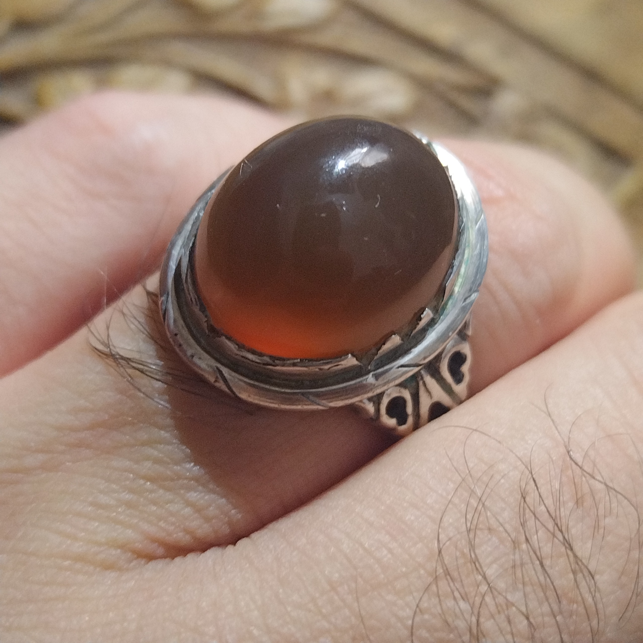 انگشتر جزع یمنی تراش عبدالرزاقی