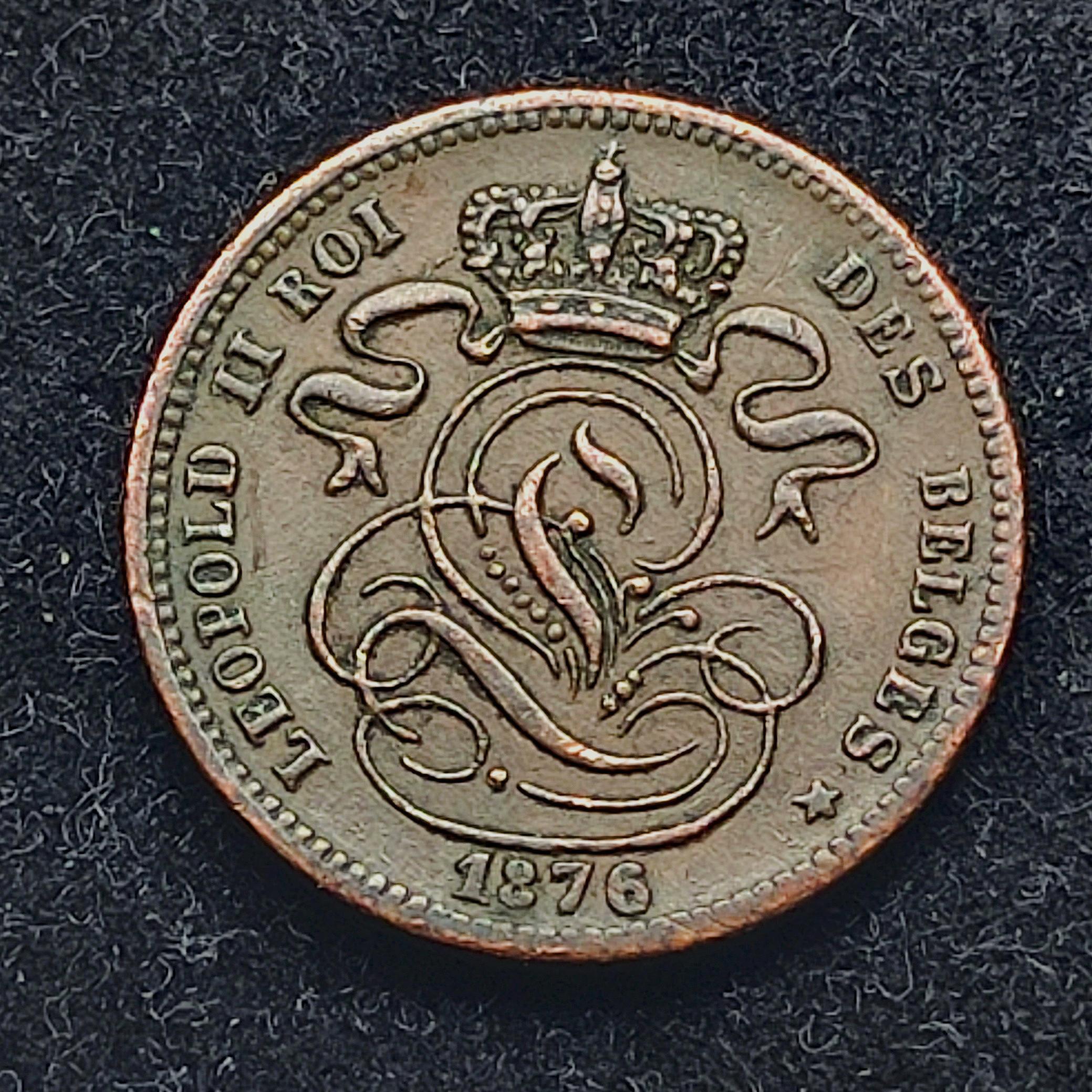 سکه فوق نایاب و آنتیک دو سنت بلژیک 1876