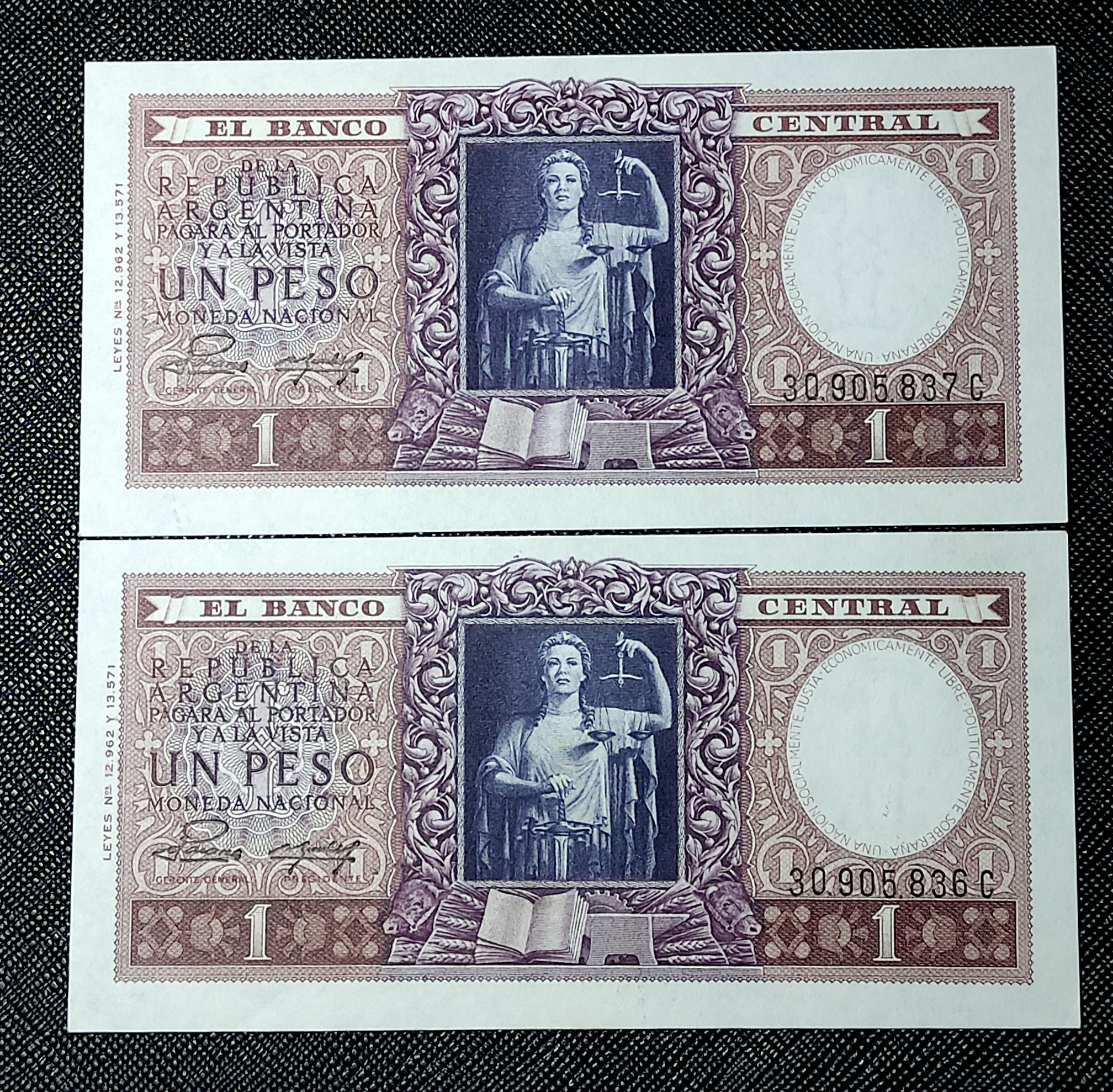 جفت بانکی یک پزو قدیمی 1947 آرژانتین