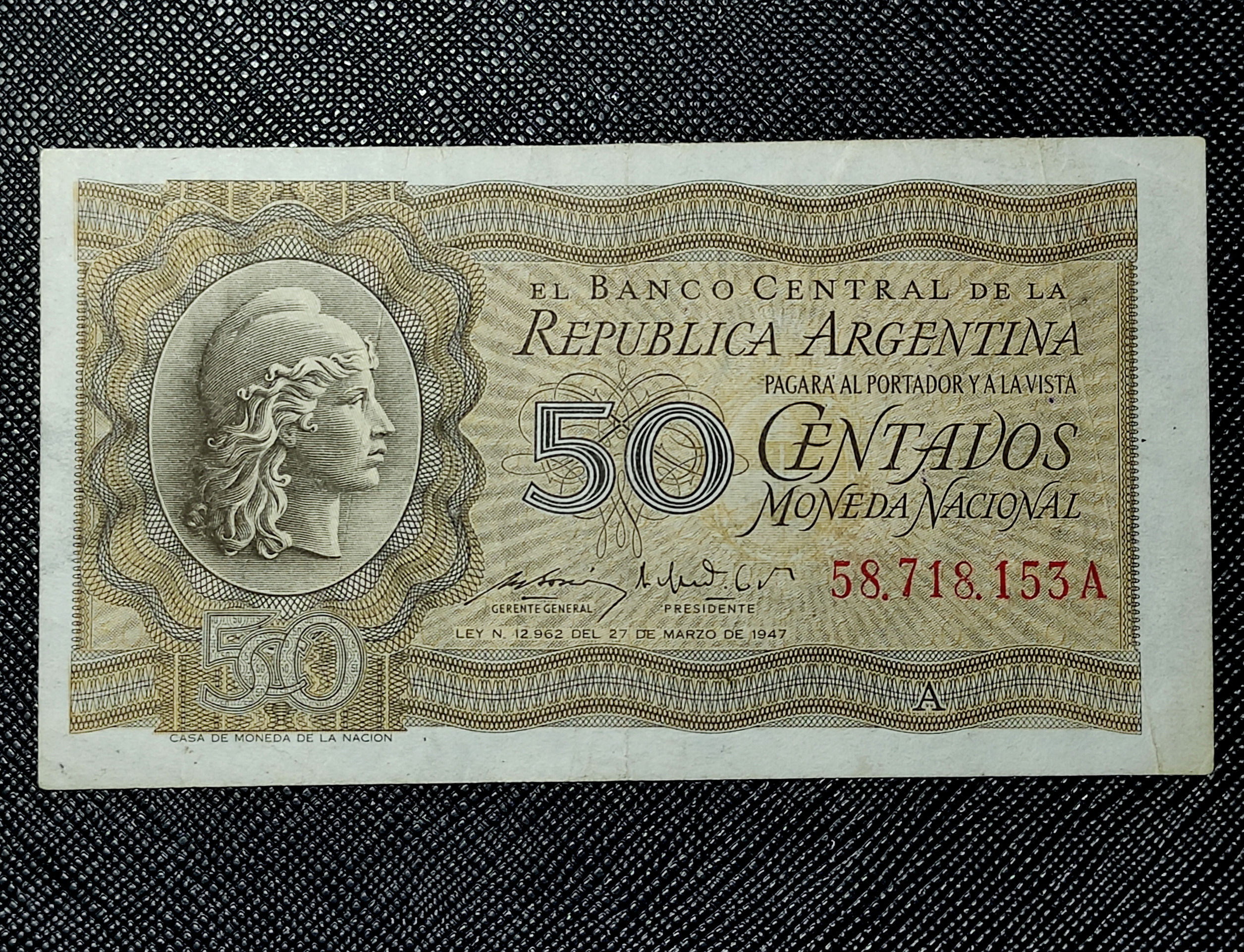تک بانکی 50 سنتیمو 1947 آرژانتین