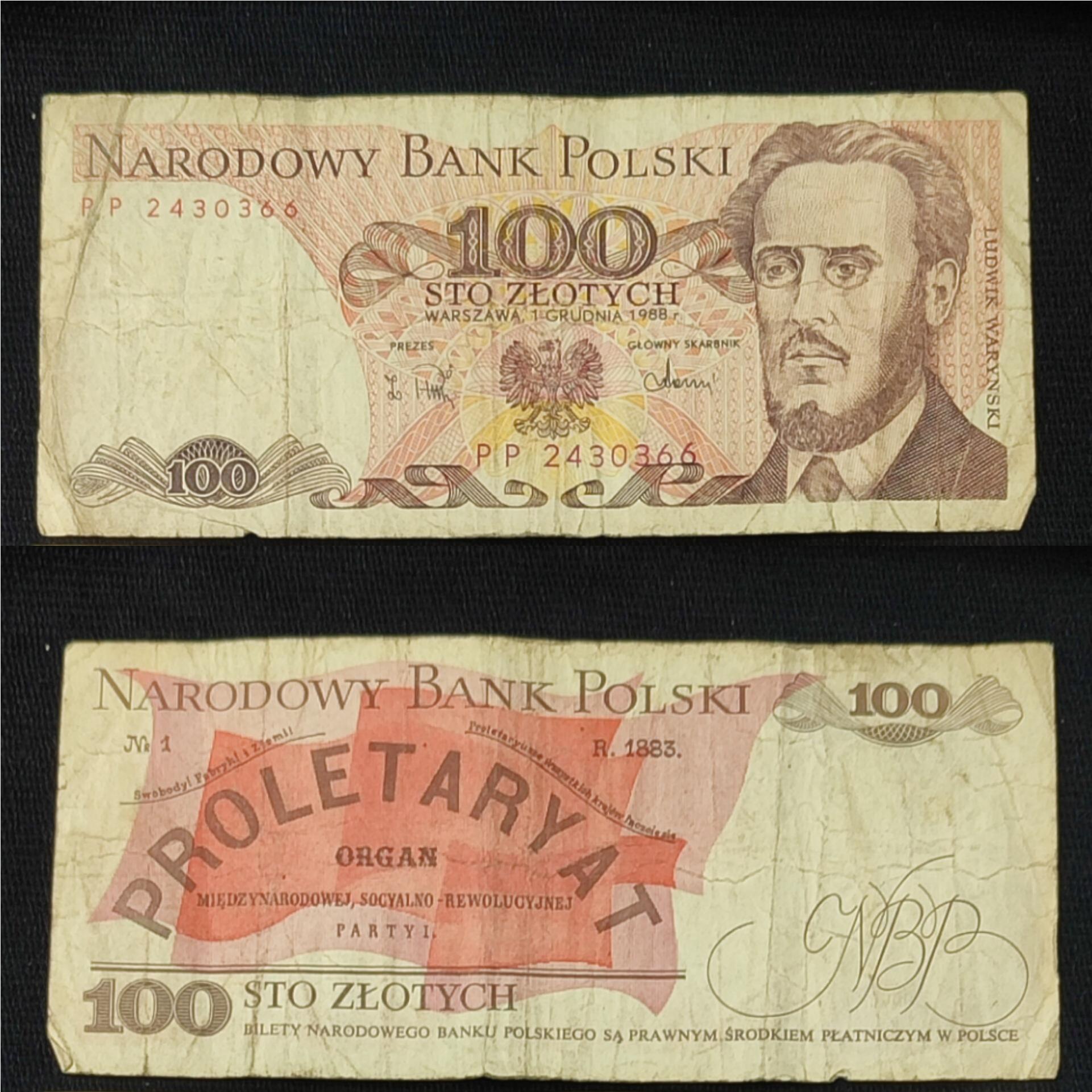 اسکناس تک 100 زلوتی لهستان 1988