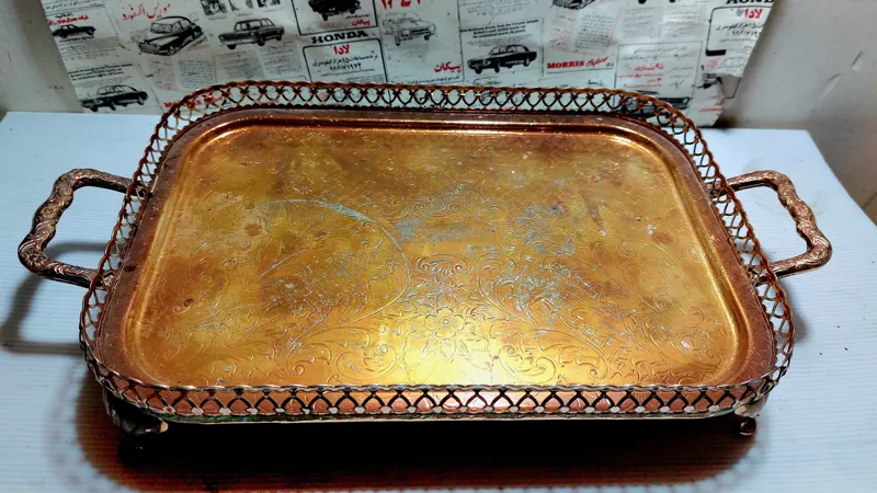 سینی سیلورپلیت قدیمی پایه دار