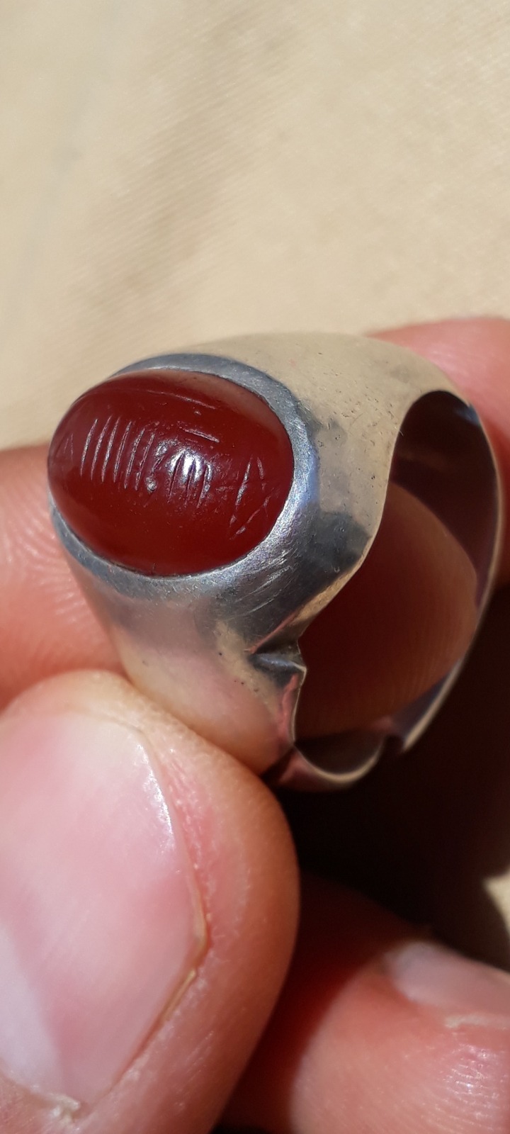 انگشتر عقیق کلوخه یمن خط مرحوم حاج حسین شهید