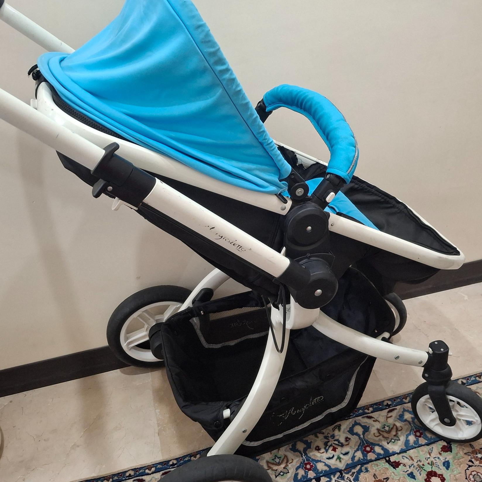 ست کالسکه و کریر و صندلی غذا و تخت کودک