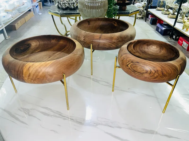 سرویس پذیرایی چوبی مدل کاسه خمره ای لبه دار