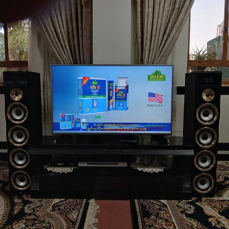 دوعدداسپیکربزرگ چوبی زیباوکمیاب توضیح دارد