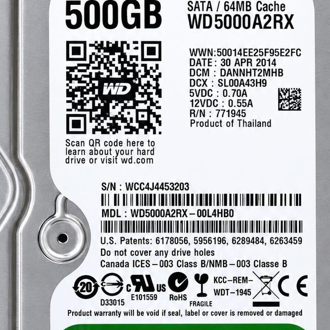 هارد اینترنال وسترن دیجیتال 500 گیگ WD5000A2RX