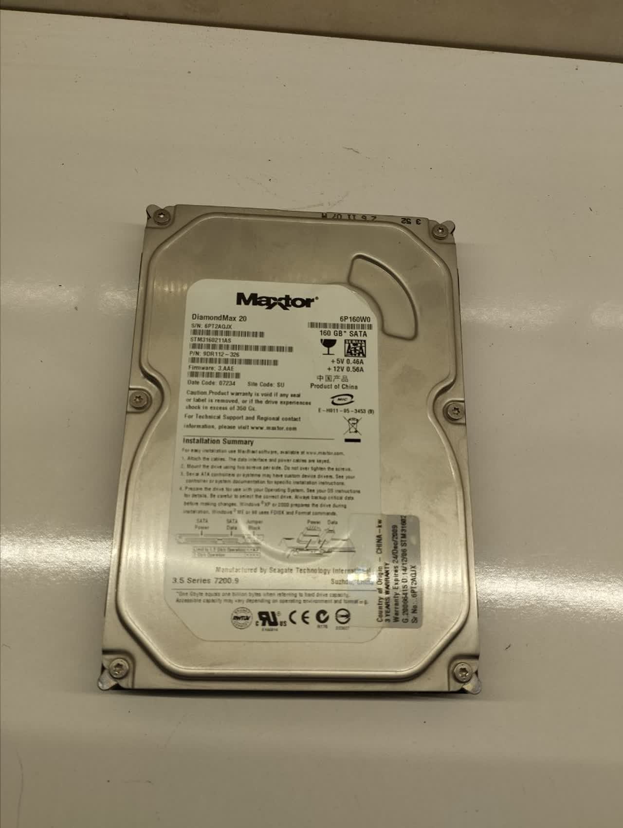 هارد 160 گیگ مکستور کارکرد 332 روز