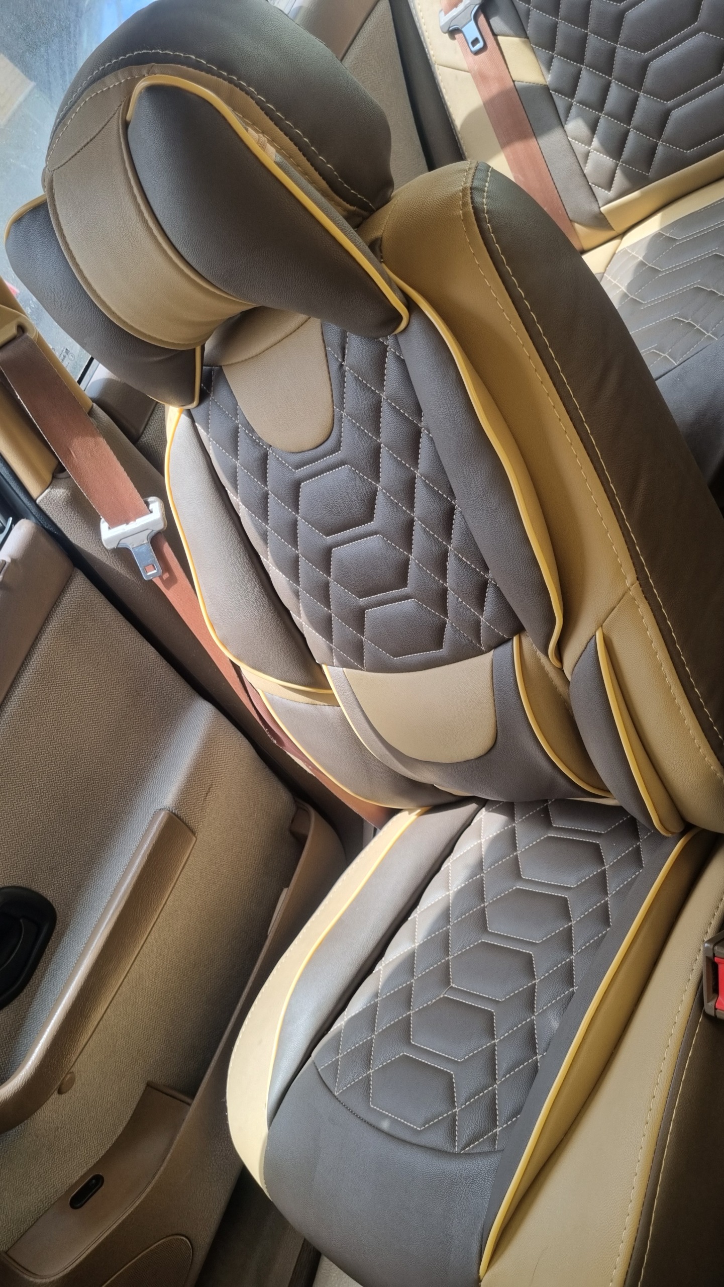 روکش صندلی طبی چرم شاهسوند سمند قهوه ای کرم