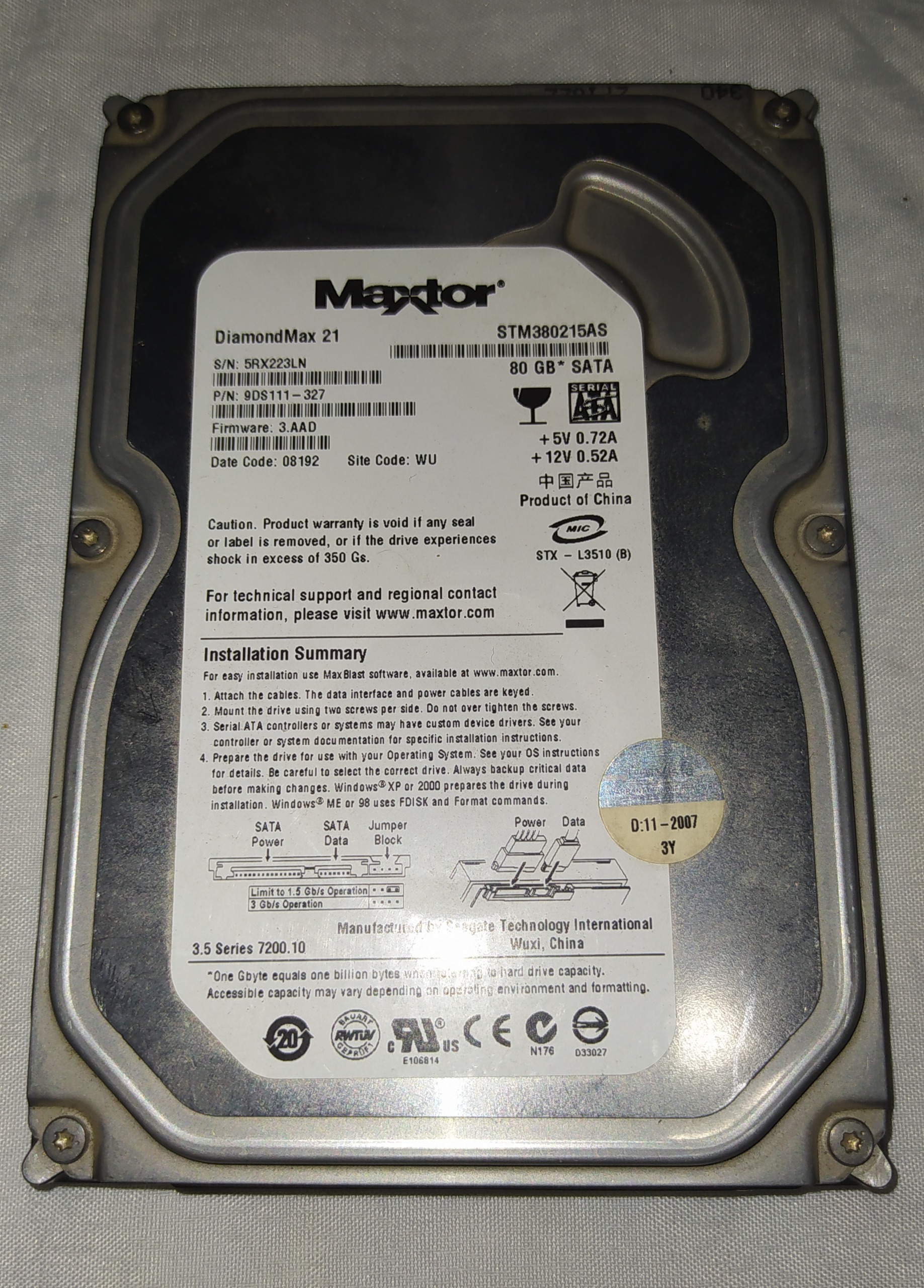 HDD Maxtor 80GB SATA