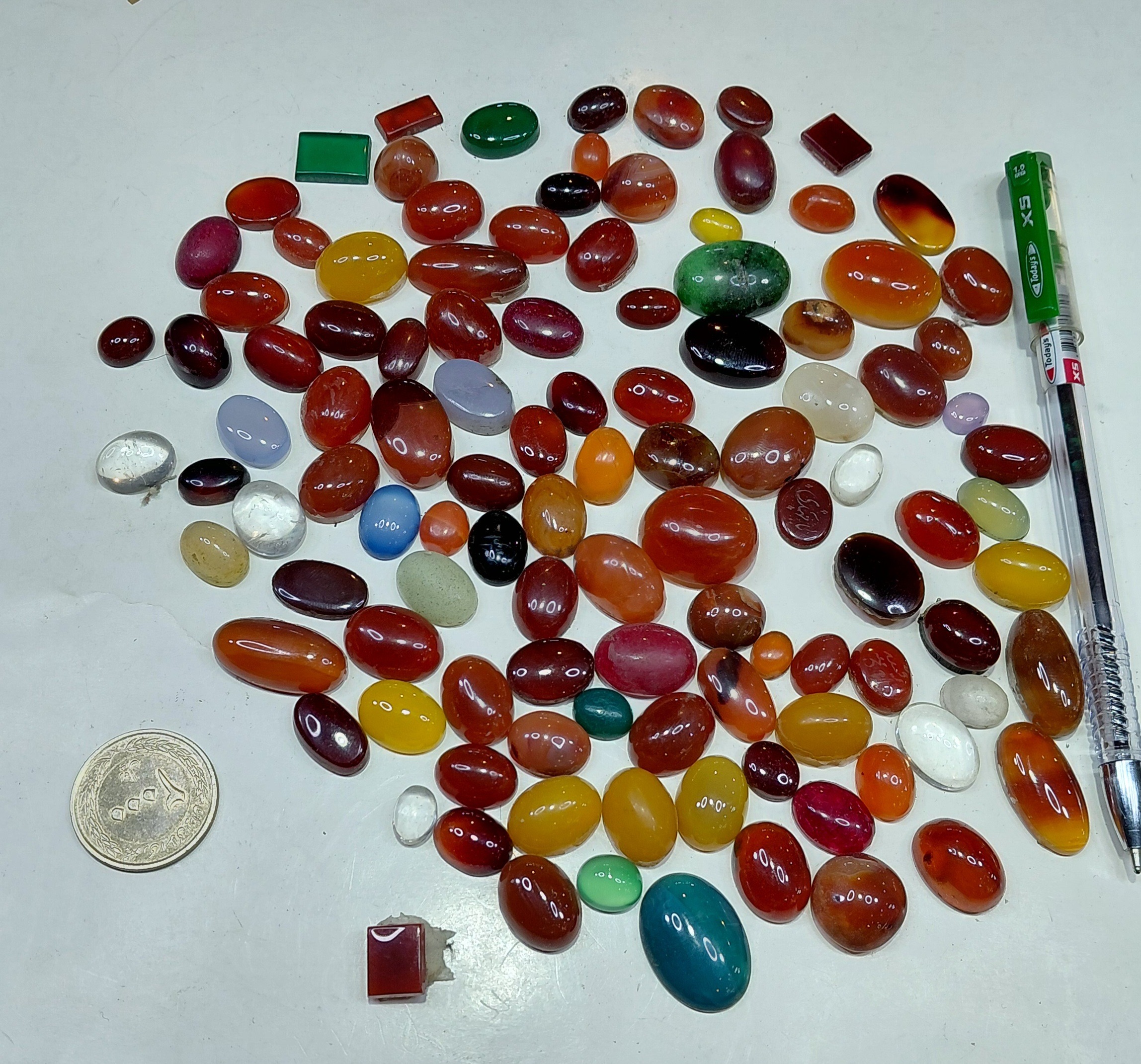 100 عدد عقیق پیاده شده از روی رکاب نقره کد110