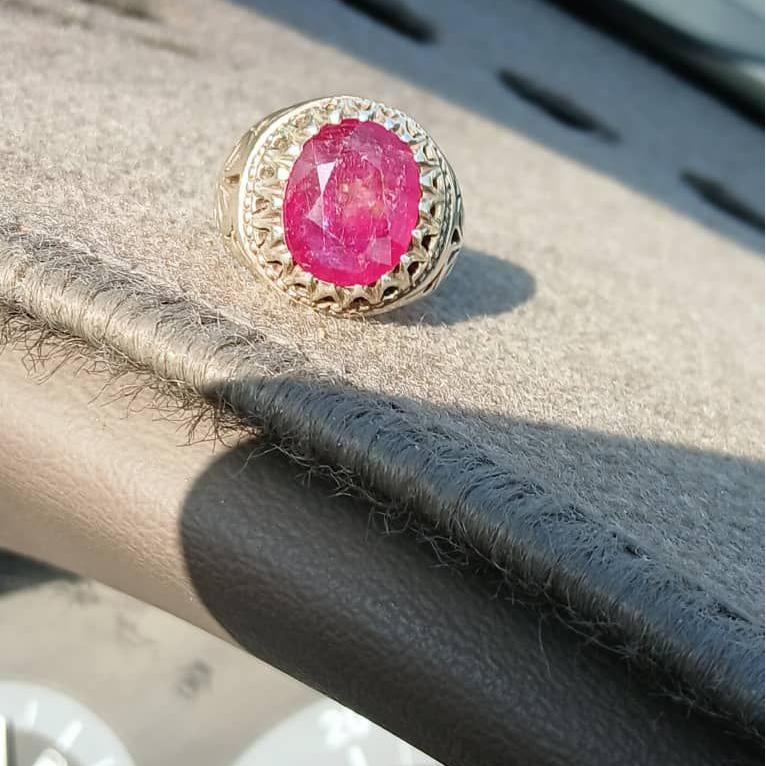 یک عدد انگشتر نقره دست ساز با نگین یاقوت عالی