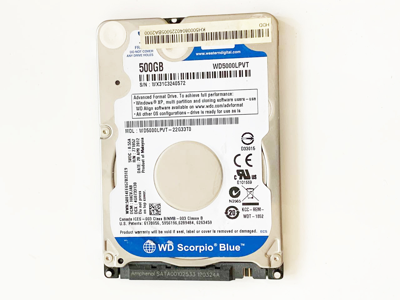 هارد 500 گیگ وسترن لپ تاپ  اصل WD Blue