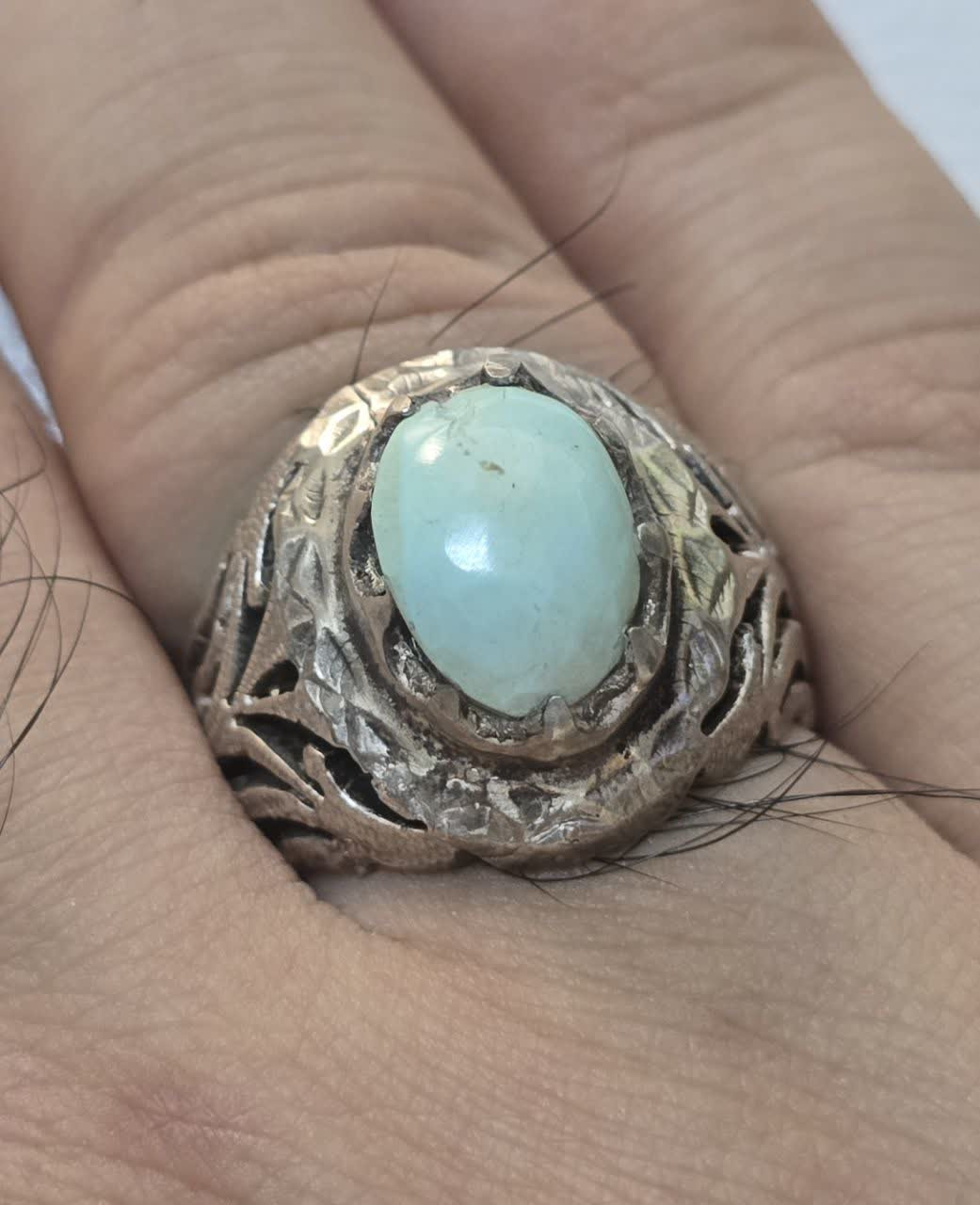 انگشتر نقره 925 سیلندر فیروزه نیشابور عجمی