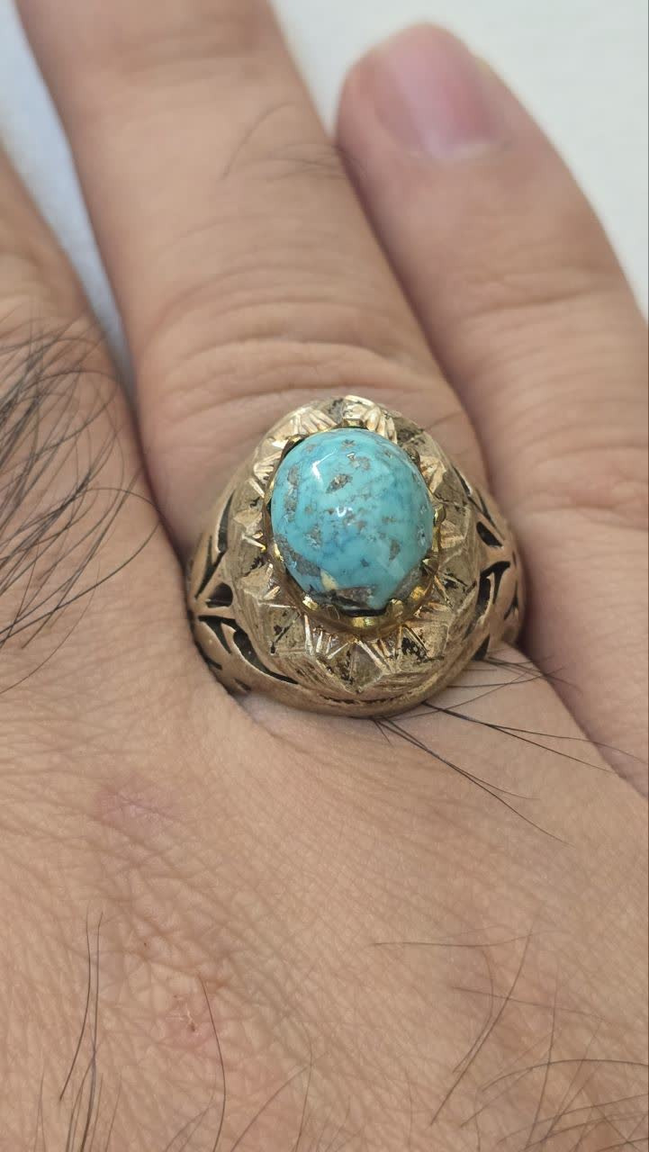 انگشتر نقره 925 دستساز فیروزه نیشابور مغز سنگ