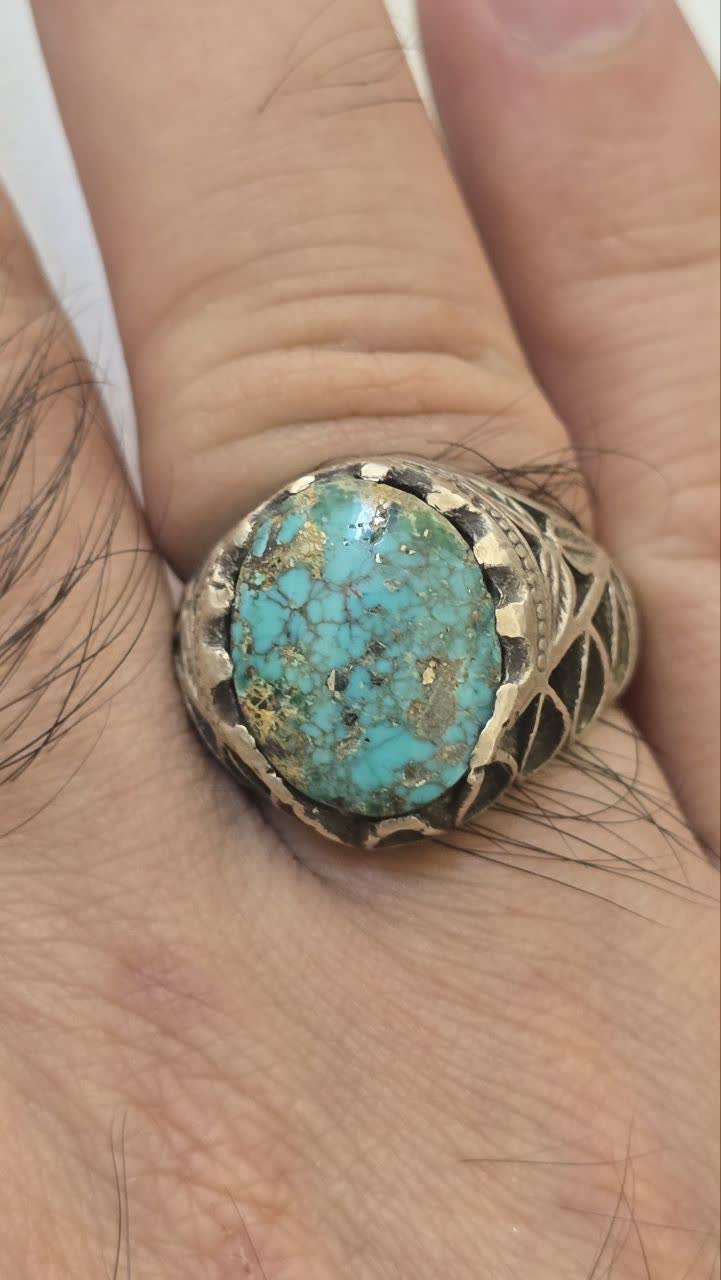 انگشتر نقره 925 سیلندر فیروزه نیشابور شجر