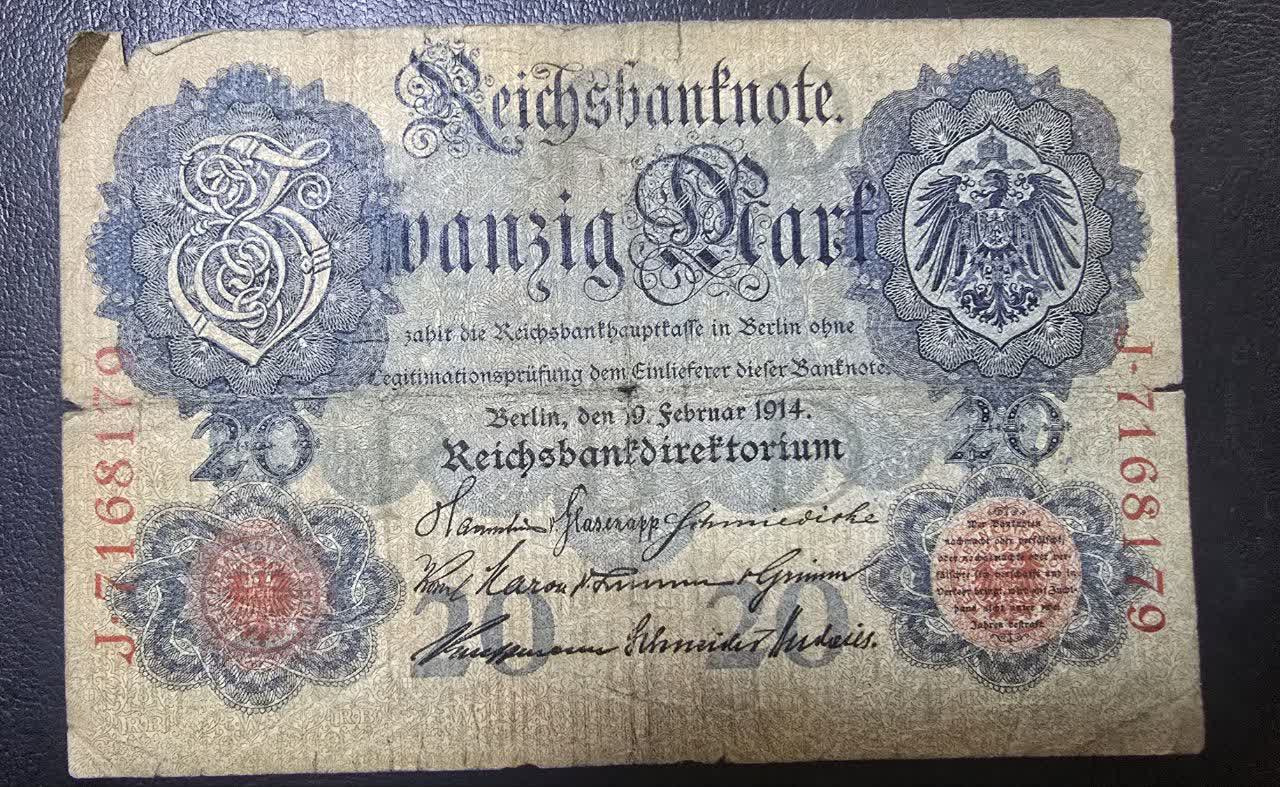 اسکناس 20 مارک آلمان 1914