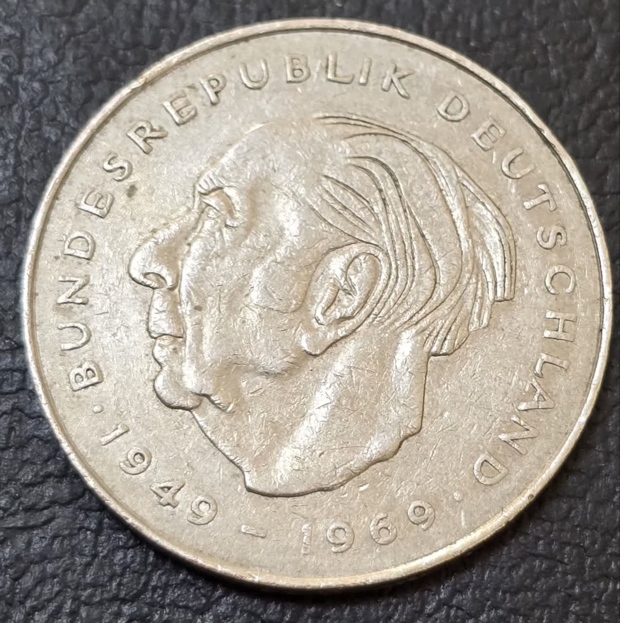 سکه 2 مارک آلمان تصویر تئودور هویس 1978