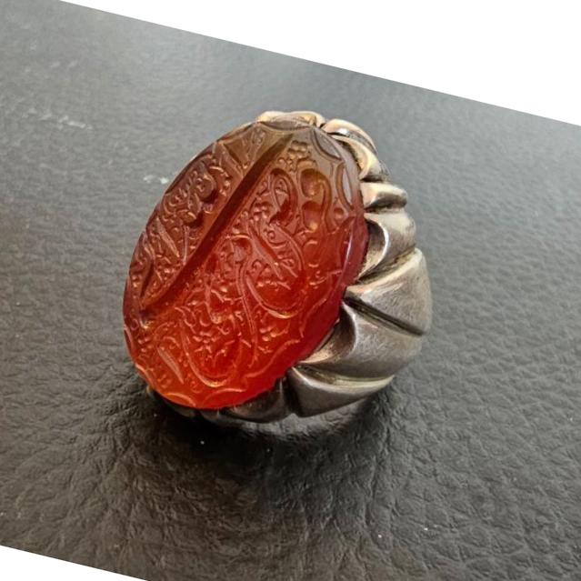 انگشتر عقیق خطی دست سازعیاربالا استاد شمس