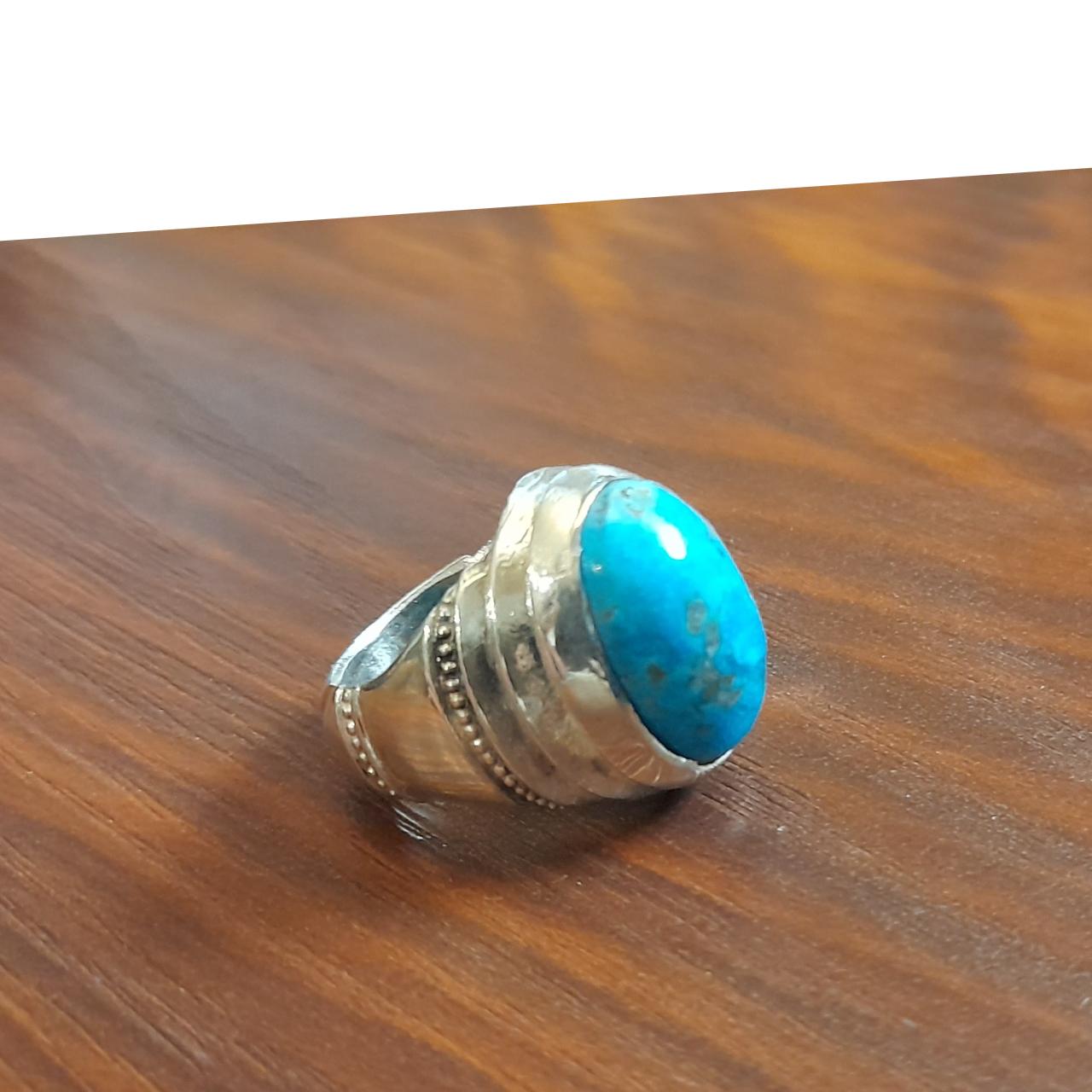 انگشتر فیروزه کرمان رکاب دستساز عیاربالا