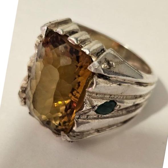 انگشتر کلکسیونی سیترین طلائی دستساز استاد جراح