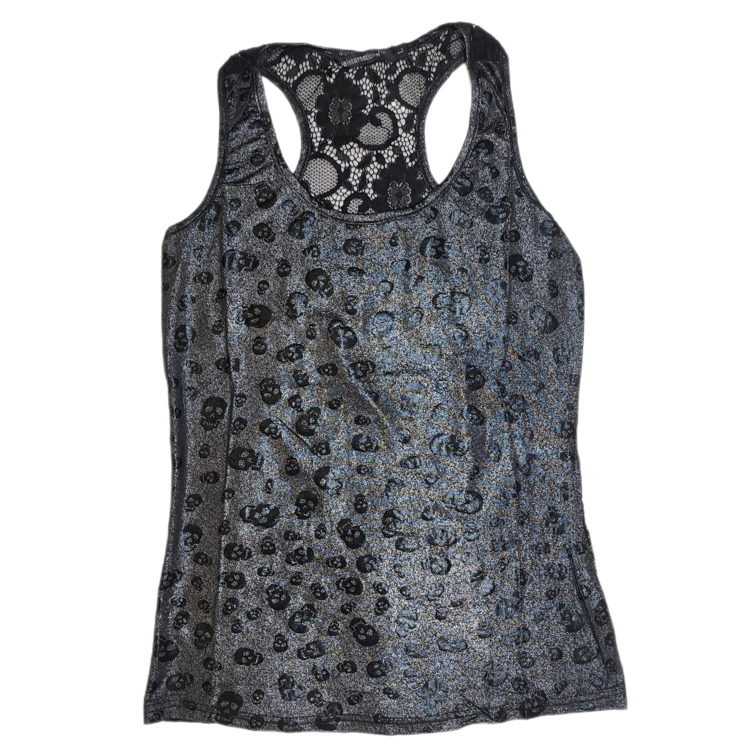 تاپ مشکی نقره ای  ریون گیپور وارداتی