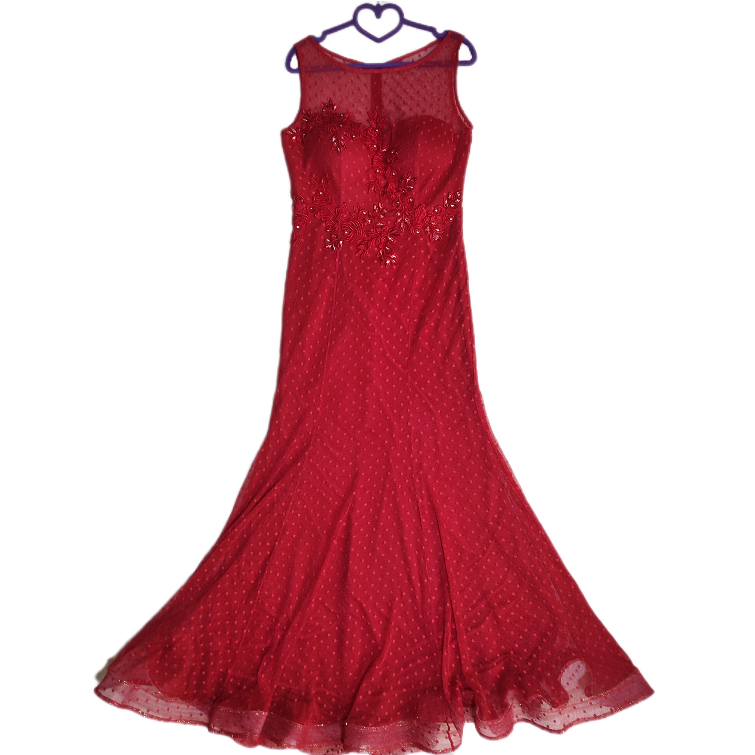 پیراهن مجلسی تور و گیپور قرمز وارداتی ترکیه