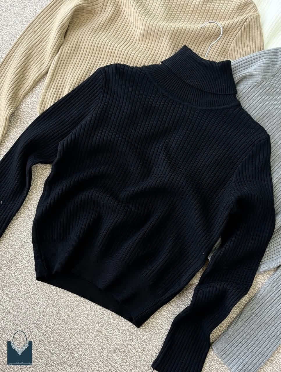 بافت گپ کبریتی یقه اسکی مشکی وارداتی