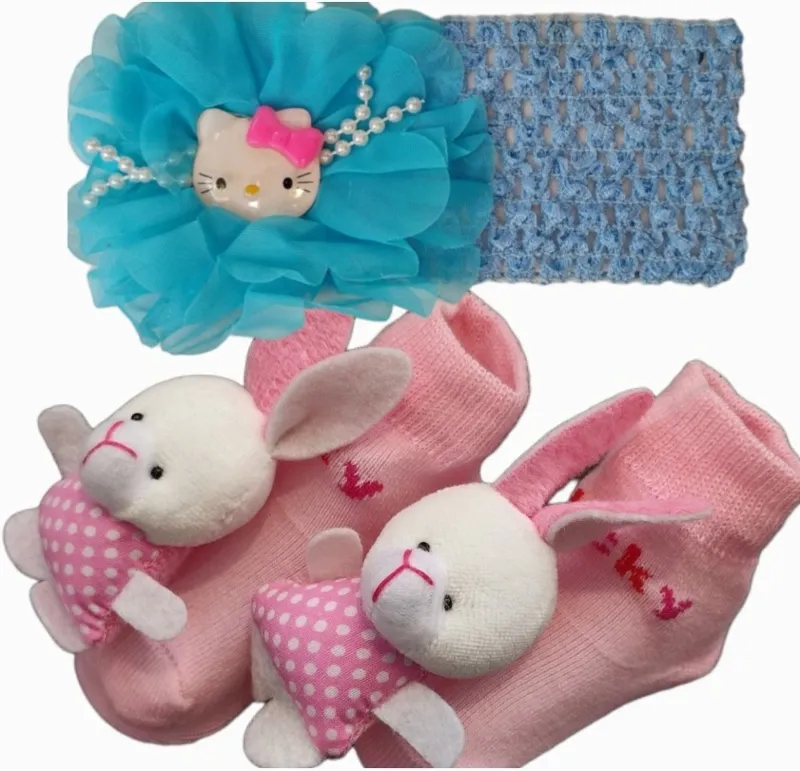 هدبند و جوراب عروسکی نوزاد