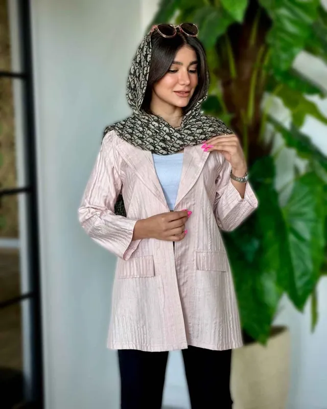 مانتو کتی ژاکارد صورتی