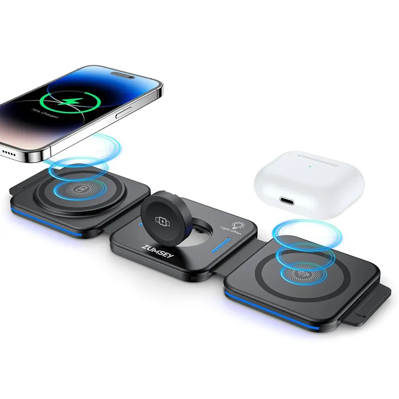 شارژر وایرلس 3 کاره آیفون برند ZUMSEY F21