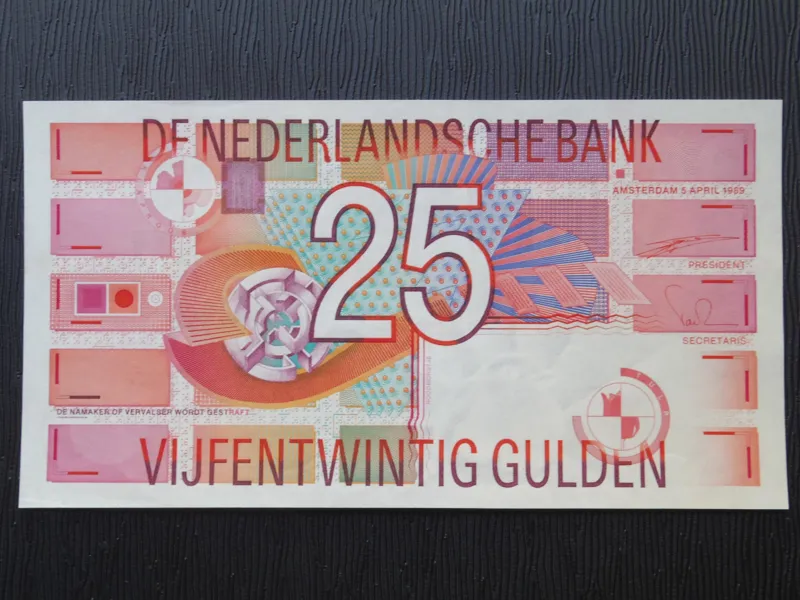اسکناس 25 گیلدر هلند 1989 در حد بانکی