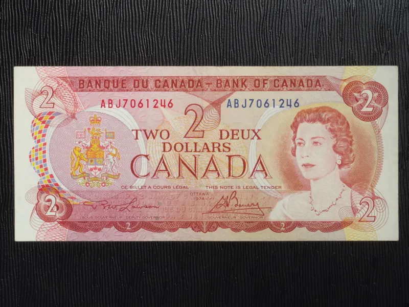 اسکناس دو دلار کانادا 1974 ملکه الیزابت