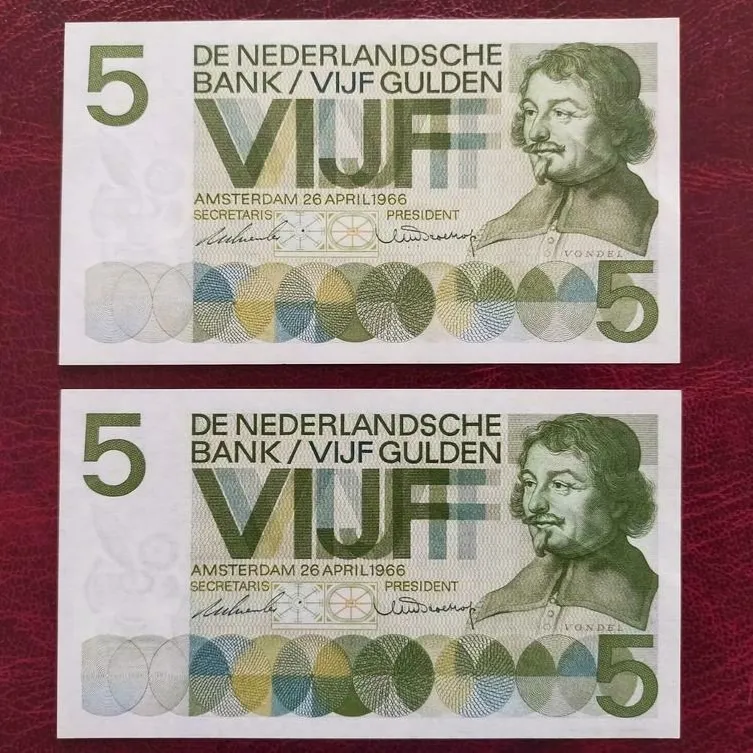جفت اسکناس 5 گیلدر هلند 1966 سری اول