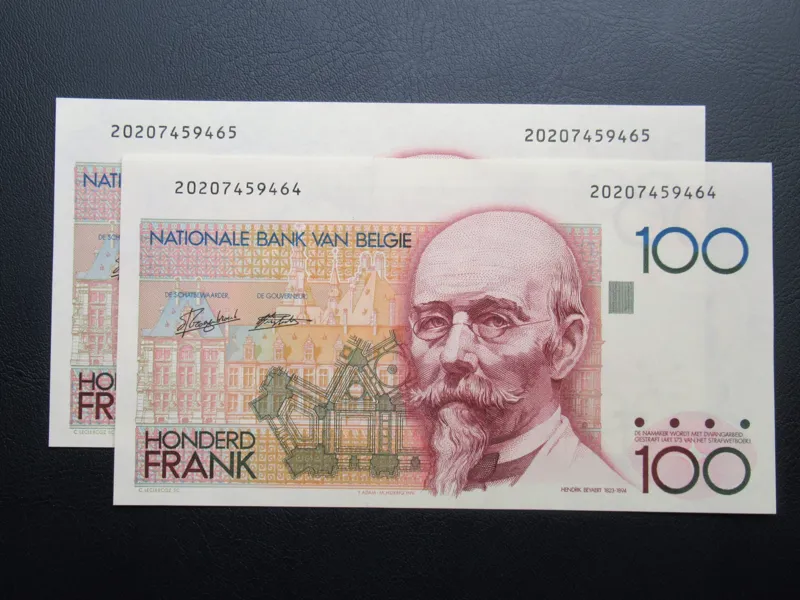 اسکناس جفت بانکی 100 فرانک بلژیک 1994-1982