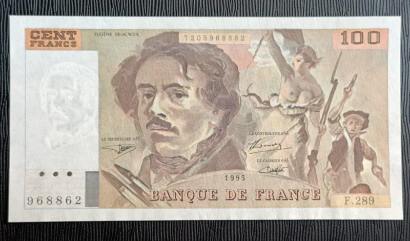 اسکناس تابلویی 100 فرانک فرانسه 1995 دلاکروآ