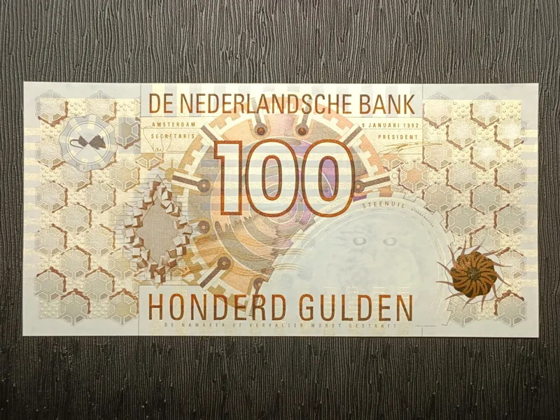اسکناس بانکی 100 گیلدر هلند 1992 توضیحات