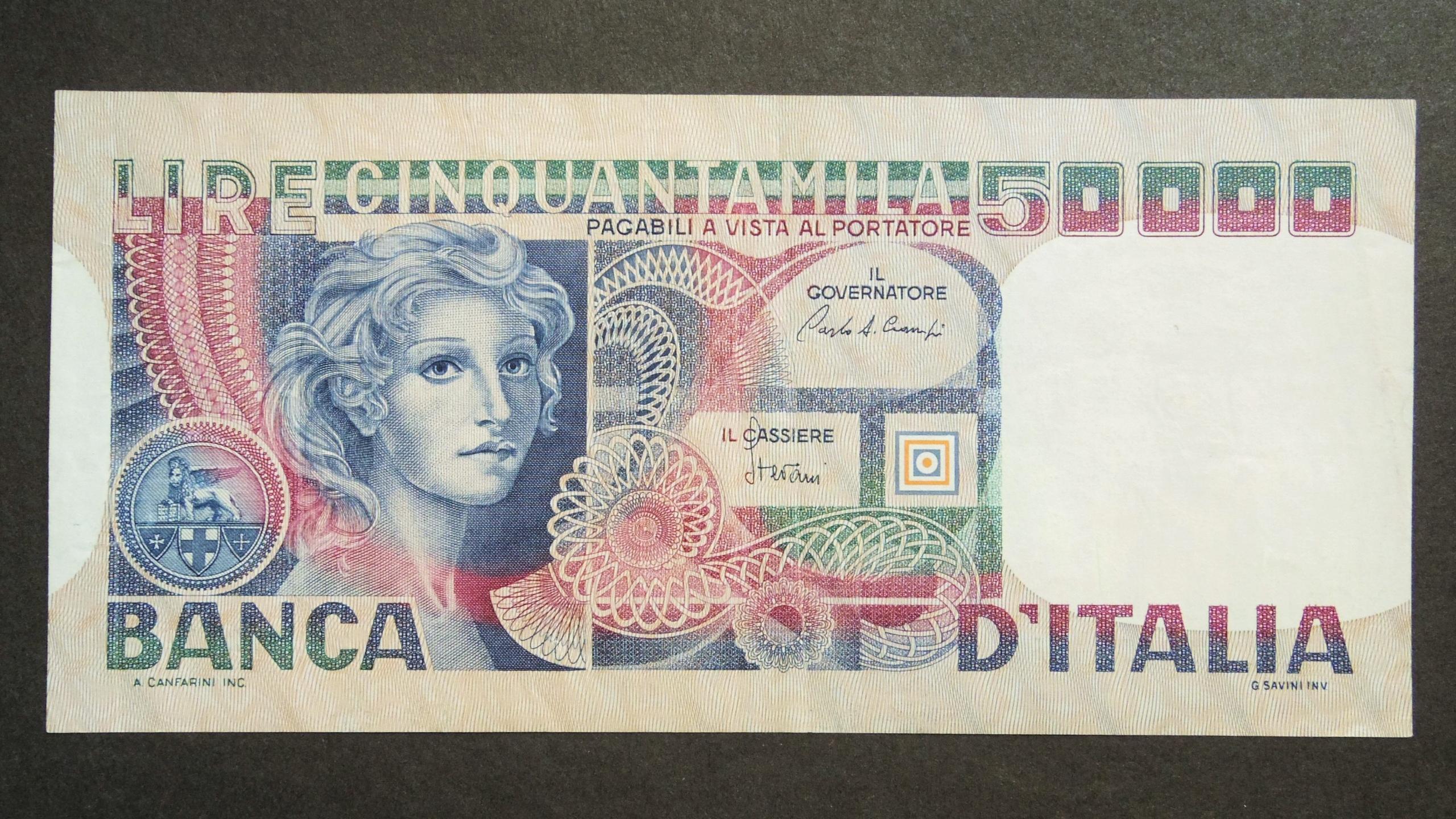 اسکناس 50000 لیر ایتالیا سری 80-1977 زیبا و کمیاب