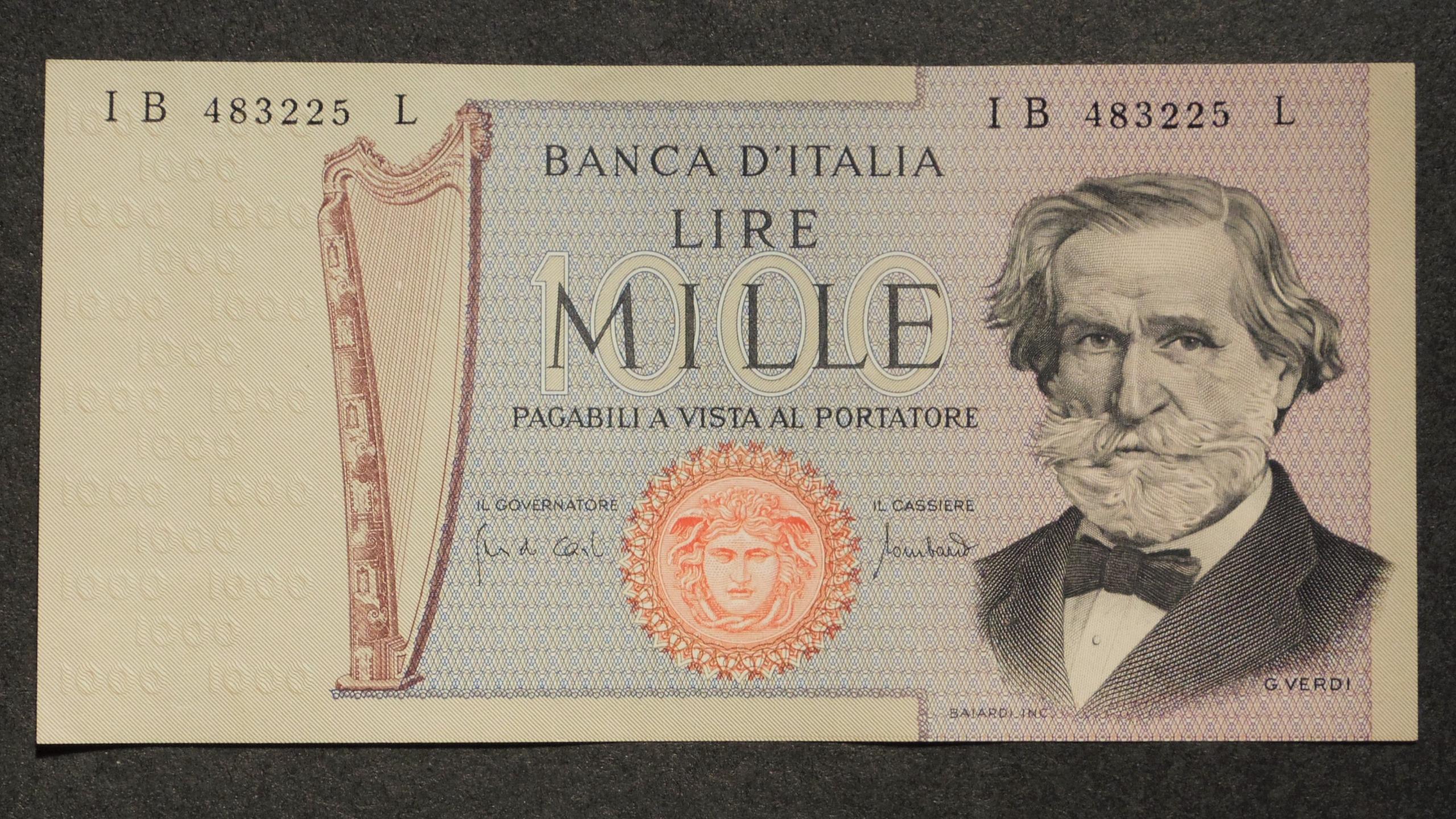 1000 لیره ایتالیا 1971 اسکناس درحد نو جوزپه وردی