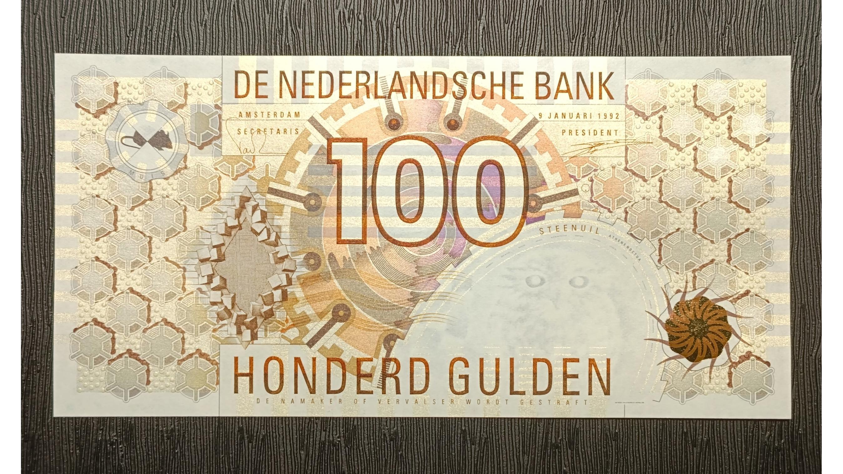 اسکناس بانکی 100 گیلدر هلند 1992