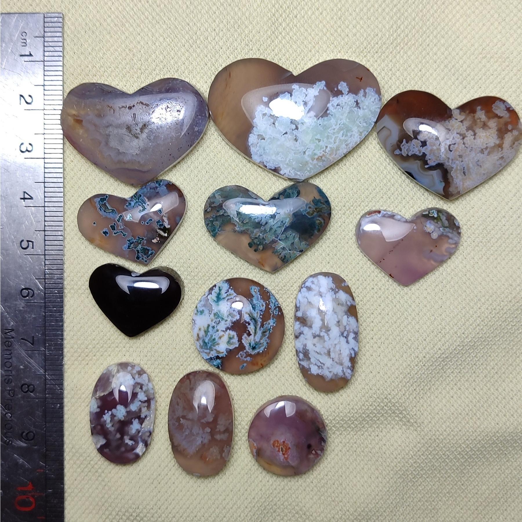 12عدد نگین وآویز قلبی شجردرجه 1ورنگی بینظیر