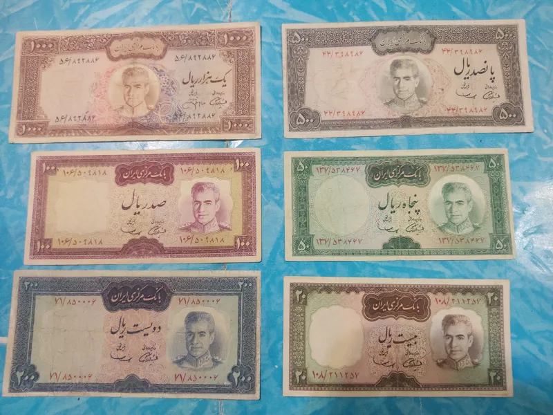 ست اسکناس یقه نظامی امضا آموزگار سمیعی