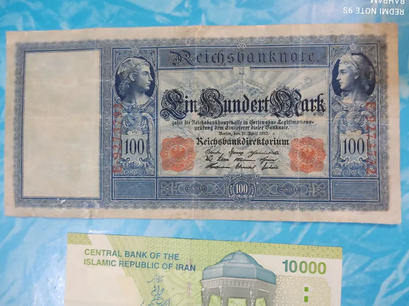 اسکناس کمیاب وعظیم 100 مارکی آلمان در1910