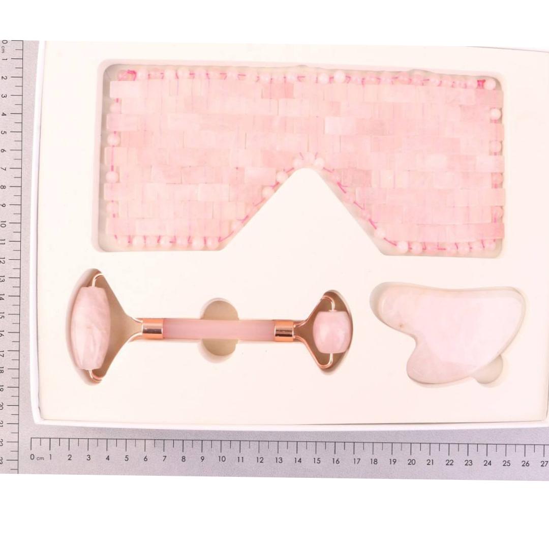 پک ست ماساژ رولر گواشا چشم بند گوهر سنگ رزکوارتز