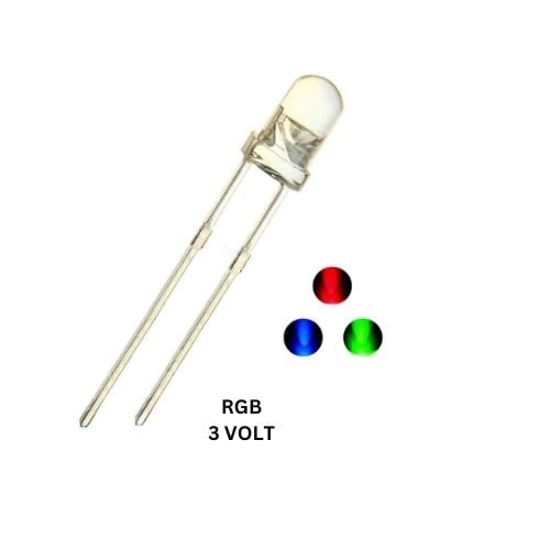 2 عدد ال ای دی RGB سه رنگ شفاف سایز 5 میل
