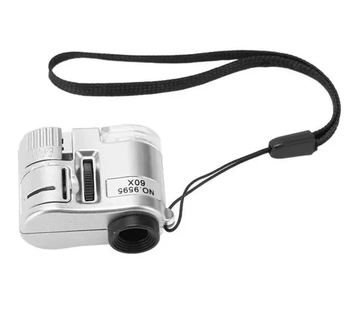میکروسکوپ قابل حمل 60X مجهز به چراغ قوه و نور UV