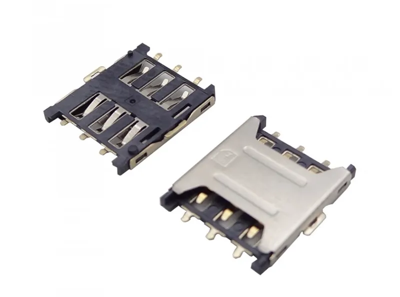 سوکت سیم کارت نانو 6PIN پلاستیکی با هولدر فلزی